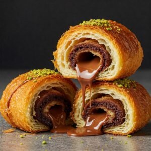 Dubai Kunafa Croissants with Triple Chocolate